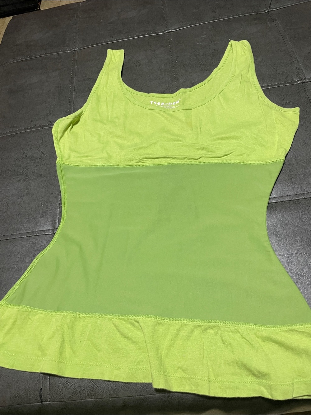 Teez-Her Lime Green Scoop Neck Tank Top